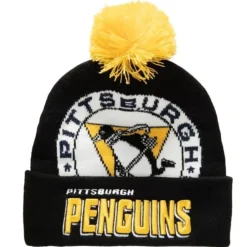Headwear Mitchell & Ness -Punch Out Pom Knit Pittsburgh Penguins