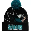 Headwear Mitchell & Ness -Punch Out Pom Knit San Jose Sharks