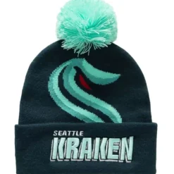 Headwear Mitchell & Ness -Punch Out Pom Knit Seattle Kraken