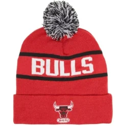 Headwear Mitchell & Ness -Reload 2.0 Pom Knit Beanie Chicago Bulls