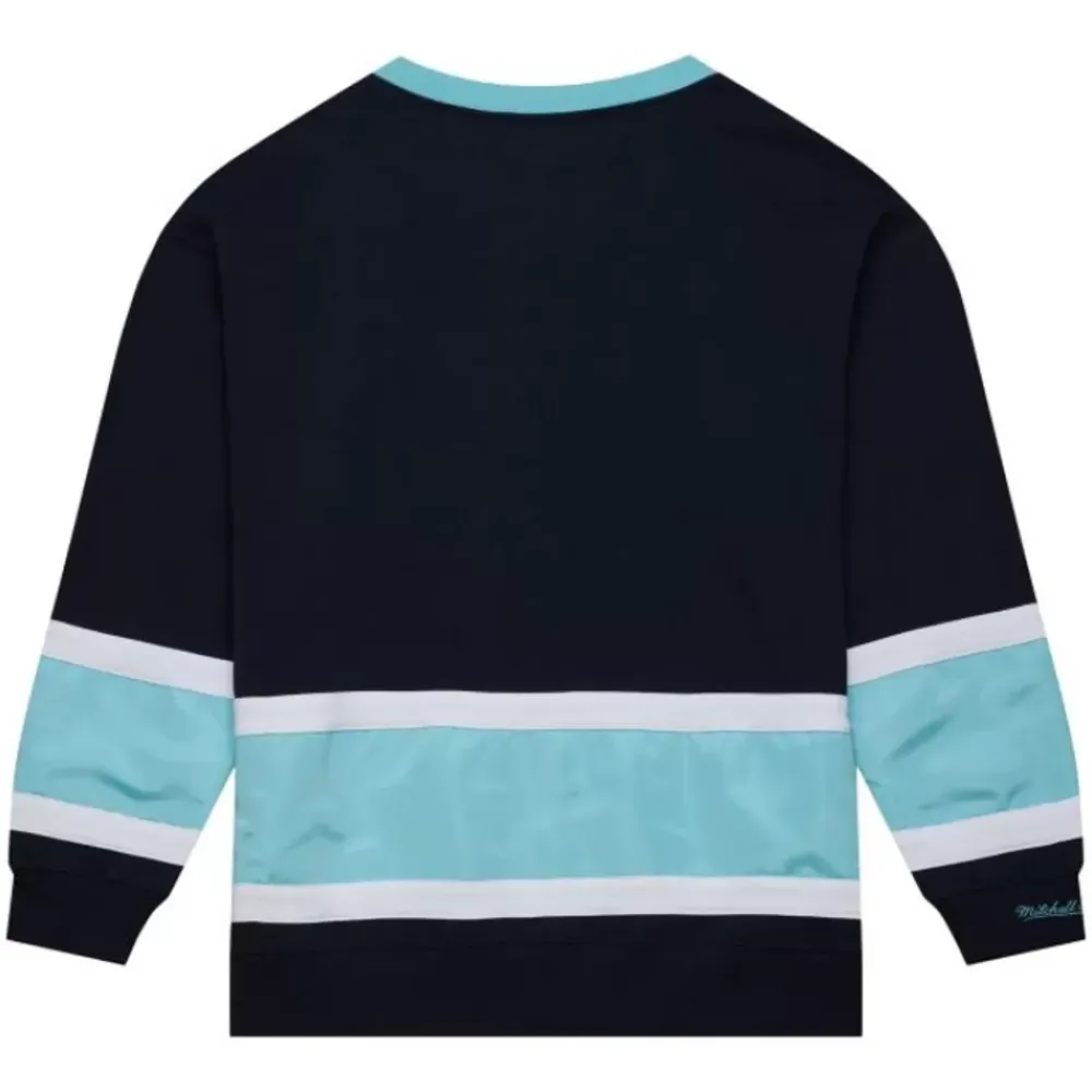 Apparel Mitchell & Ness Hoodies & Sweatshirts-Satin Insert Fleece Crew Current Logo Seattle Kraken