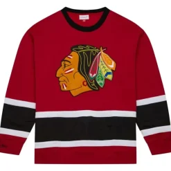 Apparel Mitchell & Ness Hoodies & Sweatshirts-Satin Insert Fleece Crew Chicago Blackhawks