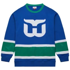 Apparel Mitchell & Ness Hoodies & Sweatshirts-Satin Insert Fleece Crew Hartford Whalers