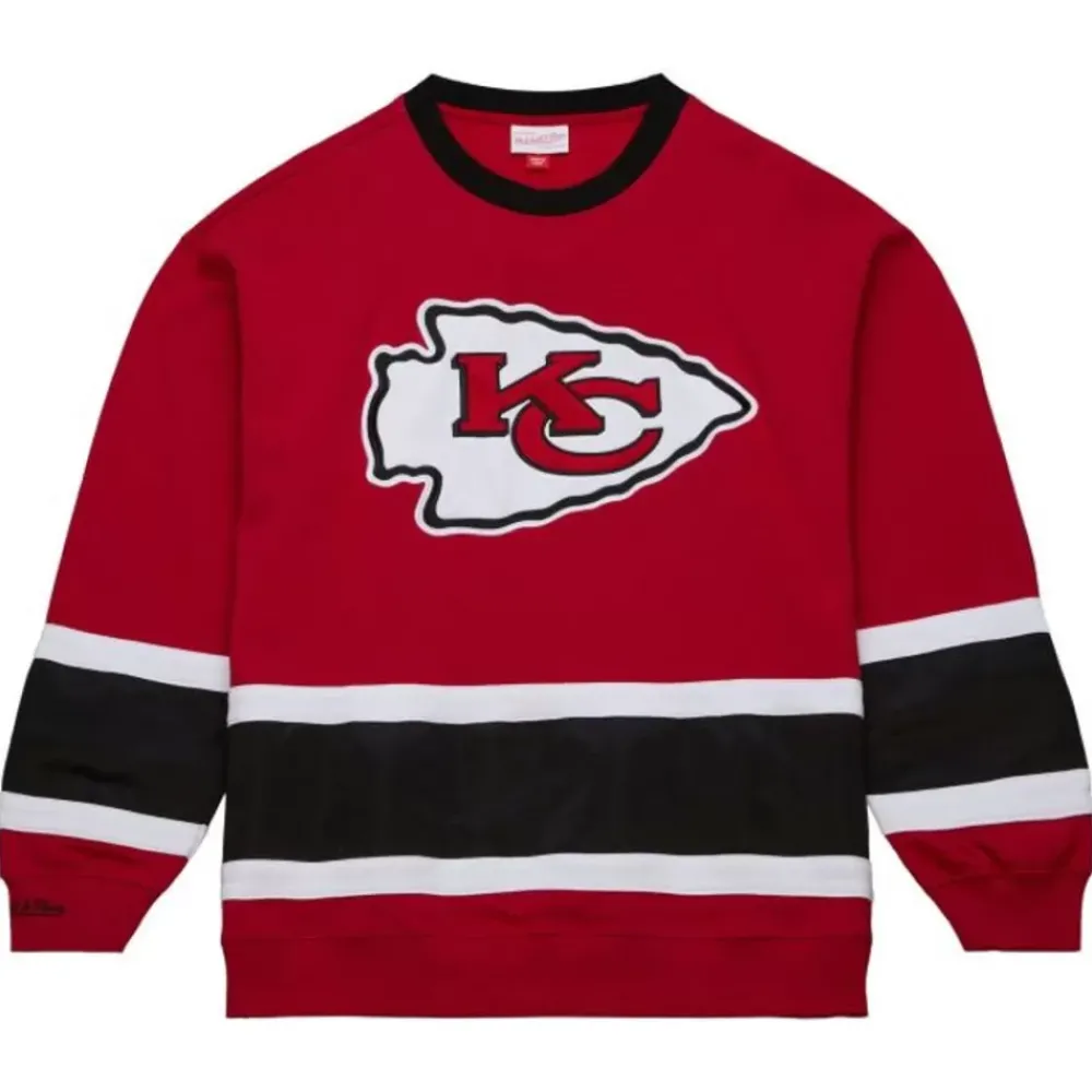 Apparel Mitchell & Ness Hoodies & Sweatshirts-Satin Insert Fleece Crew Kansas City Chiefs