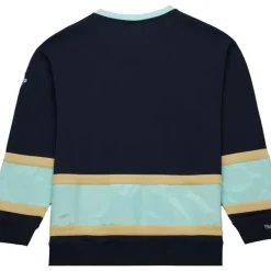 Apparel Mitchell & Ness Hoodies & Sweatshirts-Satin Insert Fleece Crew Current Logo Seattle Kraken