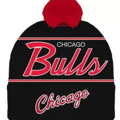 Headwear Mitchell & Ness -Script Pom Beanie Hwc Chicago Bulls