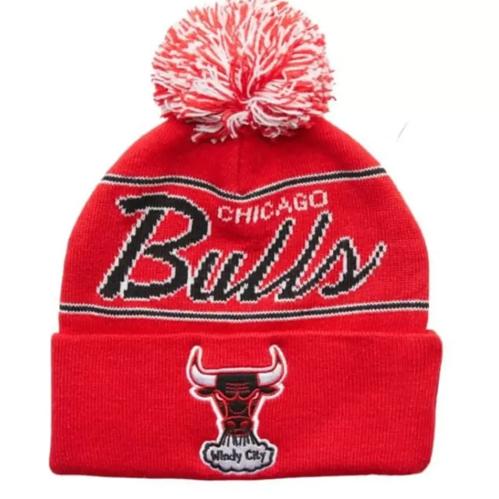 Headwear Mitchell & Ness -Script Pom Beanie Hwc Chicago Bulls