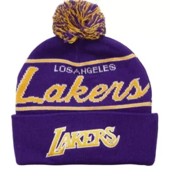 Headwear Mitchell & Ness -Script Pom Beanie Hwc Los Angeles Lakers