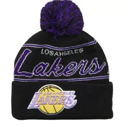 Headwear Mitchell & Ness -Script Pom Beanie Hwc Los Angeles Lakers