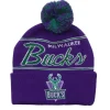 Headwear Mitchell & Ness -Script Pom Beanie Hwc Milwaukee Bucks