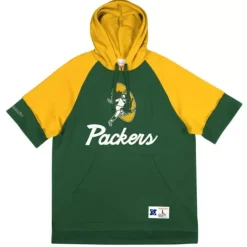 Apparel Mitchell & Ness Hoodies & Sweatshirts-Shortsleeve Fleece Hoodie Green Bay Packers