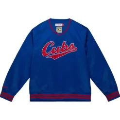 Apparel Mitchell & Ness Jackets & Outerwear-Sideline Pullover Satin Jacket Chicago Cubs