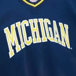 Apparel Mitchell & Ness Jackets & Outerwear-Sideline Pullover Satin Jacket University Of Michigan