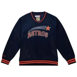 Apparel Mitchell & Ness Jackets & Outerwear-Sideline Pullover Satin Jacket Houston Astros