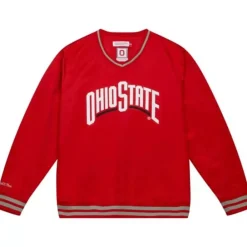 Apparel Mitchell & Ness Jackets & Outerwear-Sideline Pullover Satin Jacket Ohio State