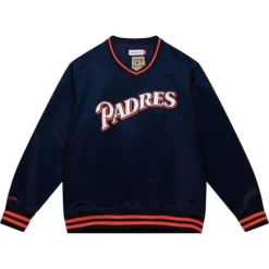 Apparel Mitchell & Ness Jackets & Outerwear-Sideline Pullover Satin Jacket San Diego Padres