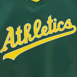 Apparel Mitchell & Ness Jackets & Outerwear-Sideline Pullover Satin Jacket Oakland Athletics