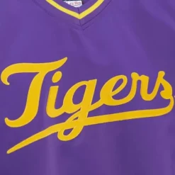 Apparel Mitchell & Ness Jackets & Outerwear-Sideline Pullover Satin Jacket Louisiana State University