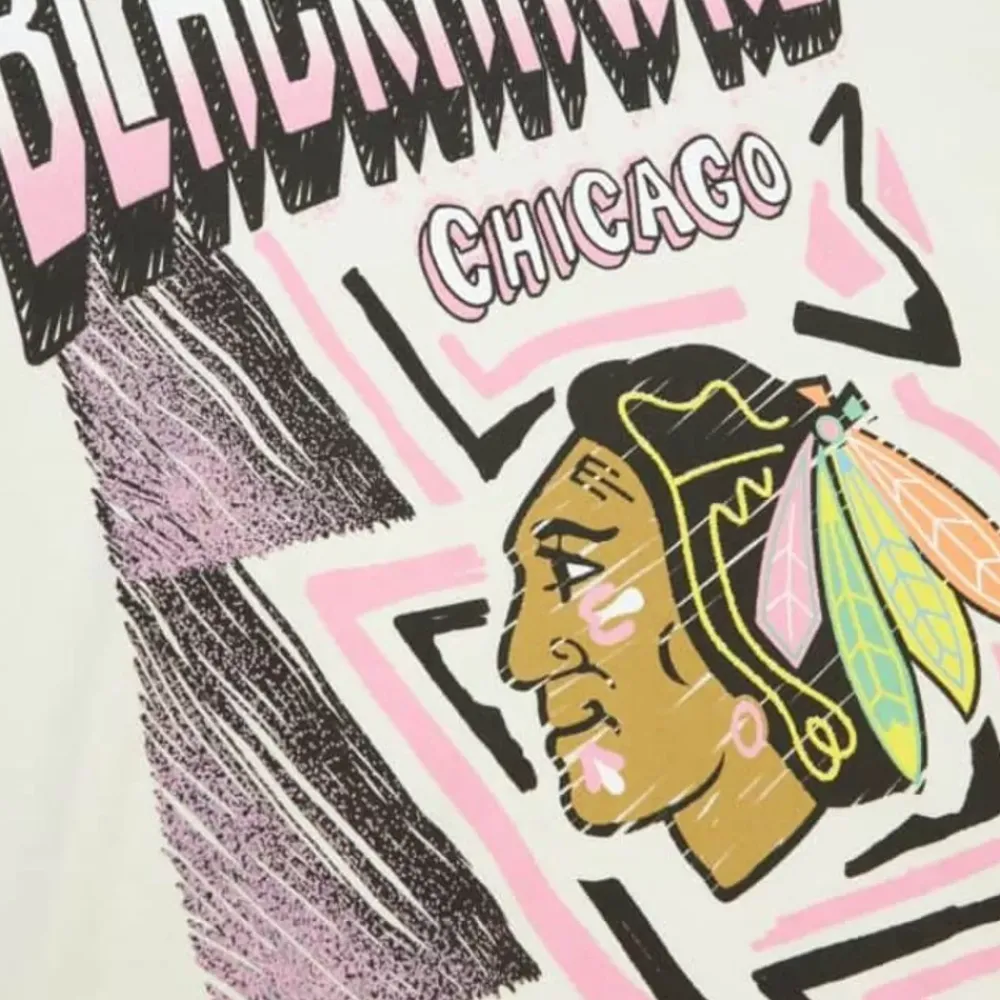 Apparel Mitchell & Ness T-Shirts & Tops-Sidewalk Sketch Ss Tee Chicago Blackhawks