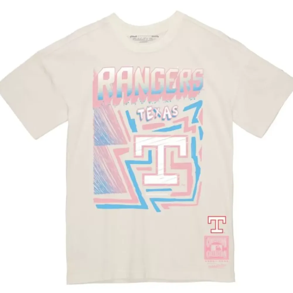 Apparel Mitchell & Ness T-Shirts & Tops-Sidewalk Sketch Tee Texas Rangers