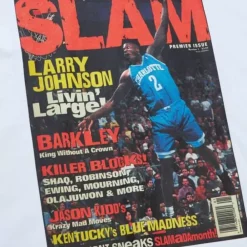 Apparel Mitchell & Ness T-Shirts & Tops-Slam Cover Charlotte Hornets Larry Johnson
