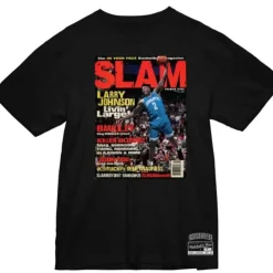 Apparel Mitchell & Ness T-Shirts & Tops-Slam Cover Charlotte Hornets Larry Johnson