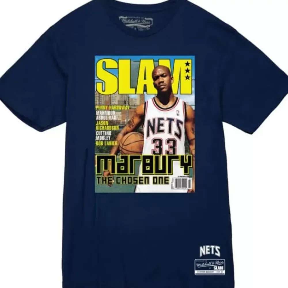 Apparel Mitchell & Ness T-Shirts & Tops-Slam Cover New Jersey Nets Stephon Marbury