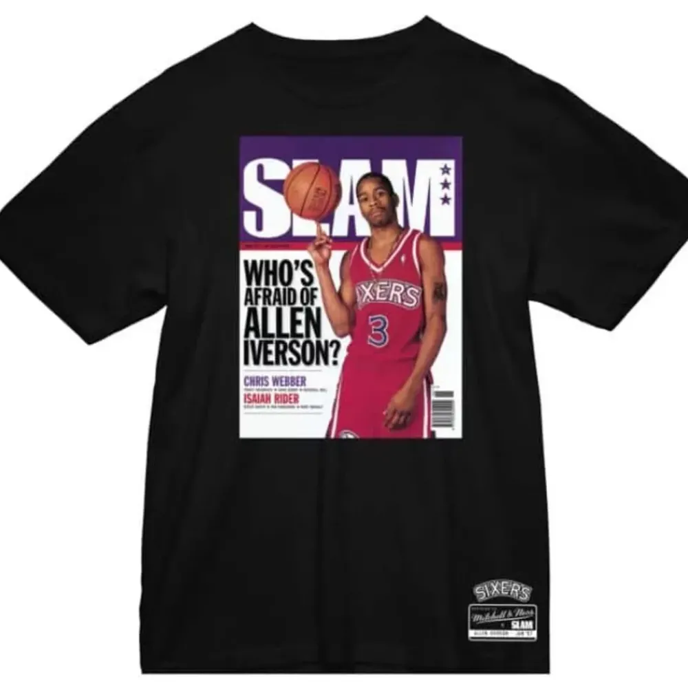 Apparel Mitchell & Ness T-Shirts & Tops-Slam Cover Philadelphia 76Ers Allen Iverson