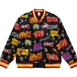 Apparel Mitchell & Ness Jackets & Outerwear-Slap Sticker Reversible Jacket Atlanta Hawks
