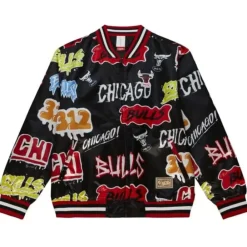Apparel Mitchell & Ness Jackets & Outerwear-Slap Sticker Reversible Jacket Chicago Bulls