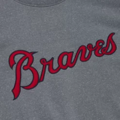 Apparel Mitchell & Ness Hoodies & Sweatshirts-Snow Washed Fleece Crew Atlanta Braves