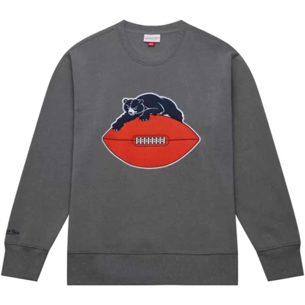 Apparel Mitchell & Ness Hoodies & Sweatshirts-Snow Washed Fleece Crew Chicago Bears