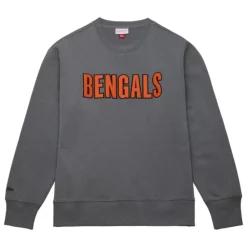 Apparel Mitchell & Ness Hoodies & Sweatshirts-Snow Washed Fleece Crew Cincinnati Bengals