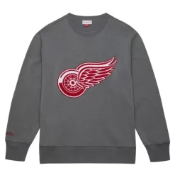 Apparel Mitchell & Ness Hoodies & Sweatshirts-Snow Washed Fleece Crew Current Logo Detroit Red Wings