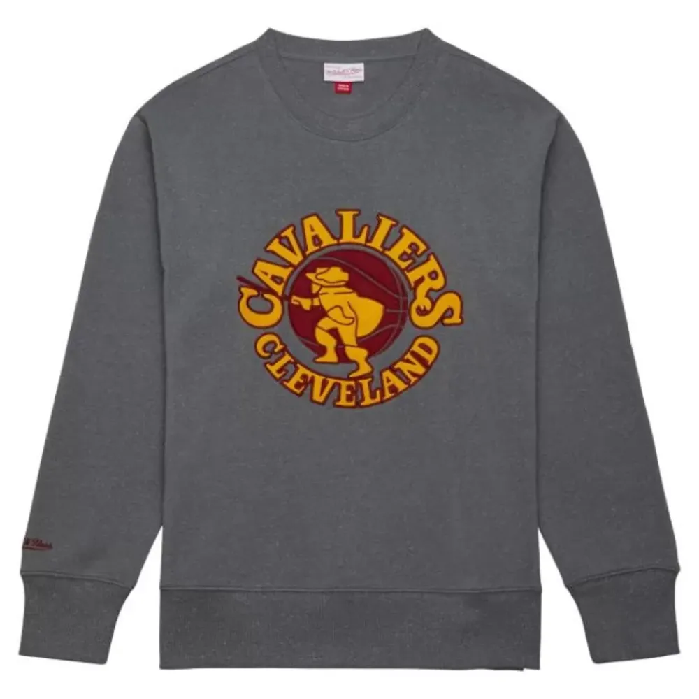 Apparel Mitchell & Ness Hoodies & Sweatshirts-Snow Washed Fleece Crew Cleveland Cavaliers