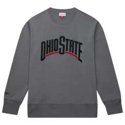 Apparel Mitchell & Ness Hoodies & Sweatshirts-Snow Washed Fleece Crew Current Logo Ohio State