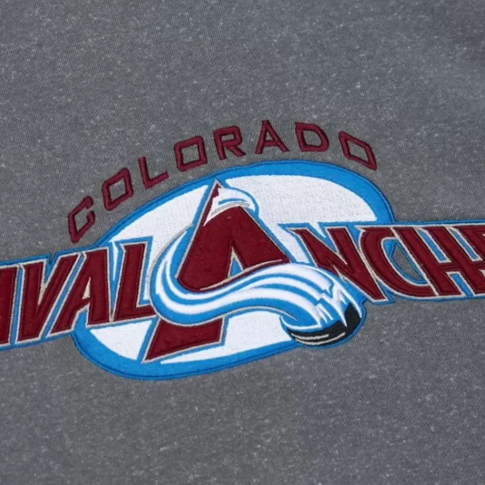 Apparel Mitchell & Ness Hoodies & Sweatshirts-Snow Washed Fleece Crew Current Logo Colorado Avalanche