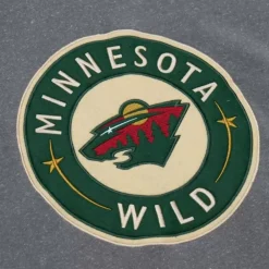 Apparel Mitchell & Ness Hoodies & Sweatshirts-Snow Washed Fleece Crew Current Logo Minnesota Wild