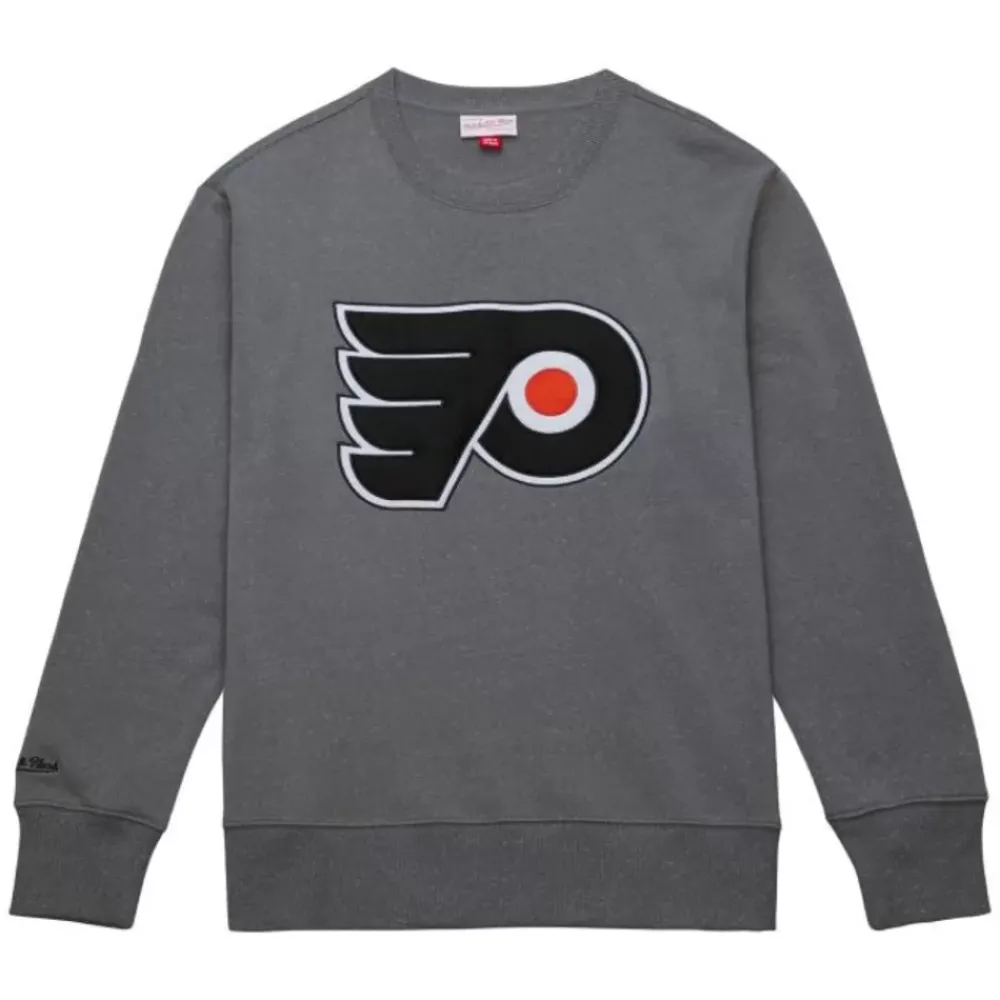 Apparel Mitchell & Ness Hoodies & Sweatshirts-Snow Washed Fleece Crew Current Logo Philadelphia Flyers