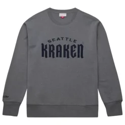 Apparel Mitchell & Ness Hoodies & Sweatshirts-Snow Washed Fleece Crew Current Logo Seattle Kraken