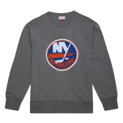 Apparel Mitchell & Ness Hoodies & Sweatshirts-Snow Washed Fleece Crew Current Logo New York Islanders
