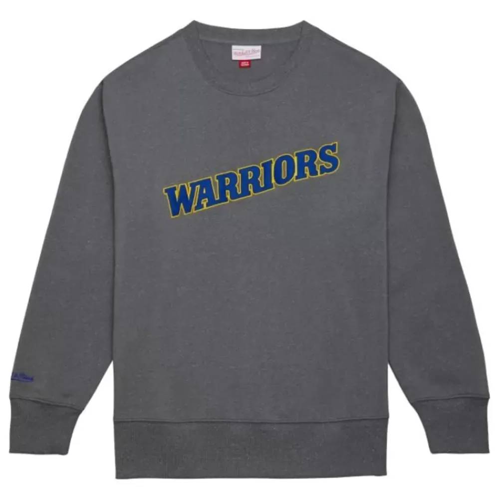 Apparel Mitchell & Ness Hoodies & Sweatshirts-Snow Washed Fleece Crew Golden State Warriors