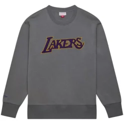 Apparel Mitchell & Ness Hoodies & Sweatshirts-Snow Washed Fleece Crew Los Angeles Lakers