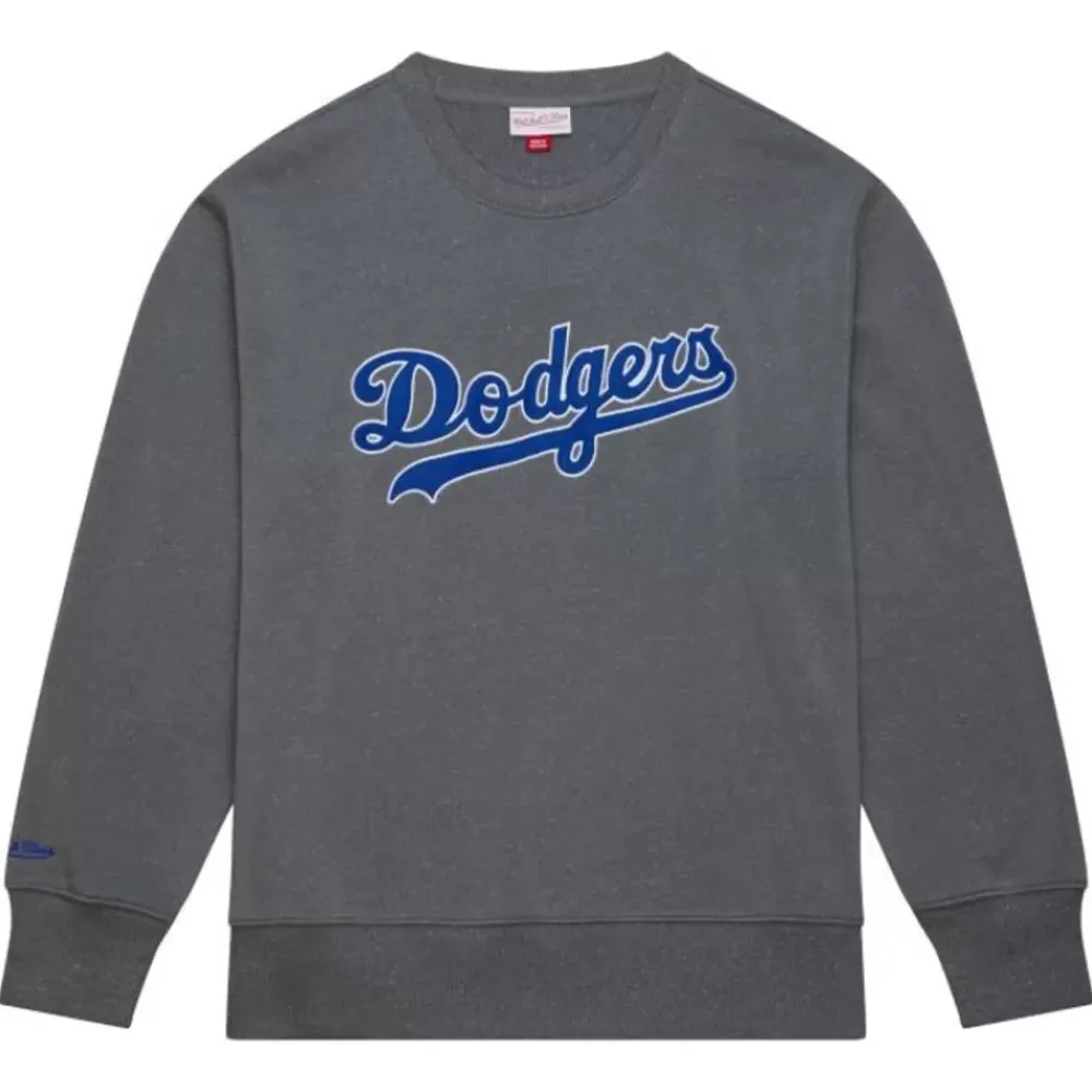 Apparel Mitchell & Ness Hoodies & Sweatshirts-Snow Washed Fleece Crew Los Angeles Dodgers
