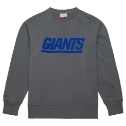 Apparel Mitchell & Ness Hoodies & Sweatshirts-Snow Washed Fleece Crew New York Giants