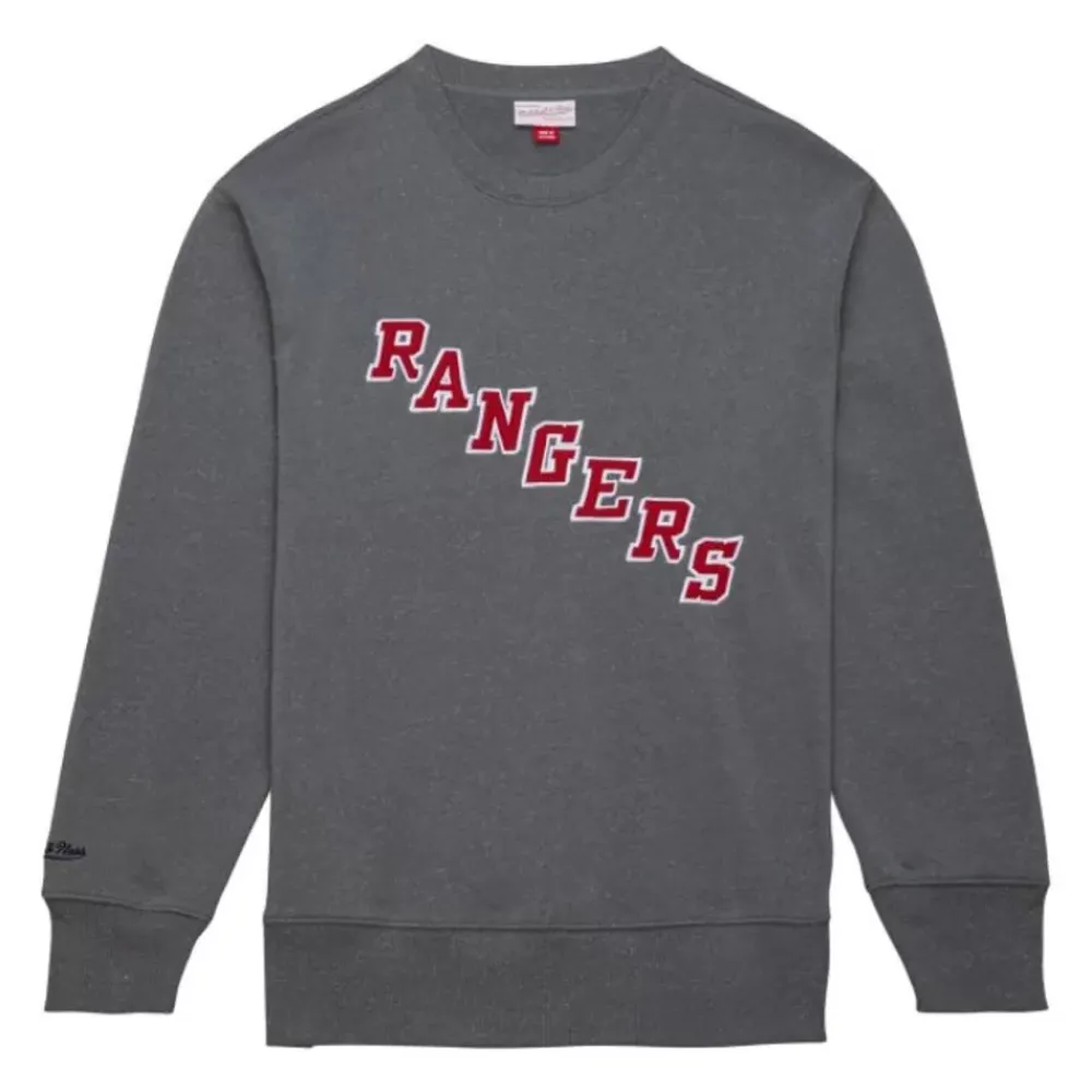 Apparel Mitchell & Ness Hoodies & Sweatshirts-Snow Washed Fleece Crew New York Rangers