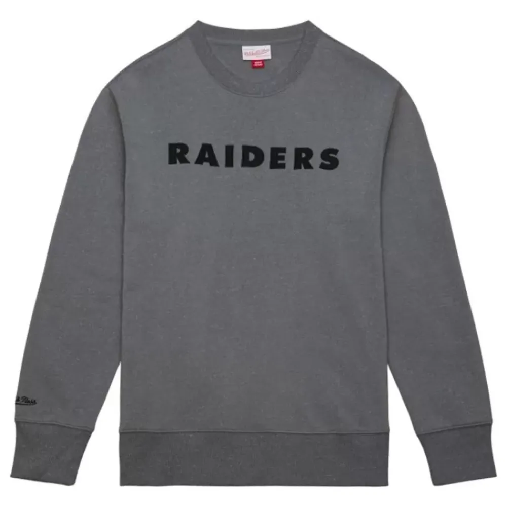 Apparel Mitchell & Ness Hoodies & Sweatshirts-Snow Washed Fleece Crew Oakland Raiders