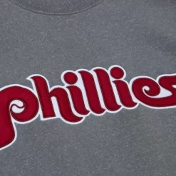 Apparel Mitchell & Ness Hoodies & Sweatshirts-Snow Washed Fleece Crew Philadelphia Phillies