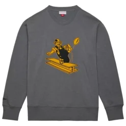 Apparel Mitchell & Ness Hoodies & Sweatshirts-Snow Washed Fleece Crew Pittsburgh Steelers