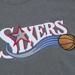 Apparel Mitchell & Ness Hoodies & Sweatshirts-Snow Washed Fleece Crew Philadelphia 76Ers